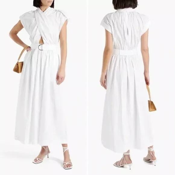 Derek Lam 10 Crosby Celeste Belted Waist Cutout Maxi Dress White Size 4 NWOT - Picture 1 of 13